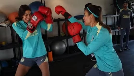 Jugadoras del Club América se presentan a la PRETEMPORADA con guantes de BOX