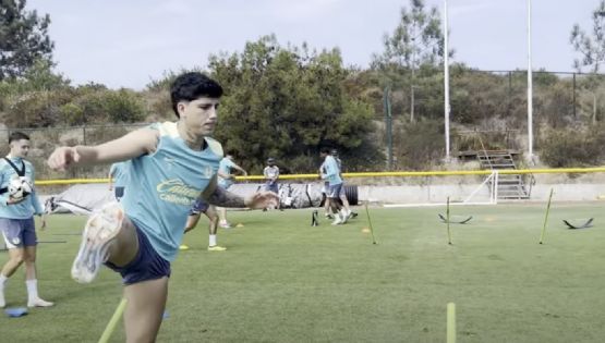Ejercicio en el entrenamiento del Club América deja ver EL AVANCE de Kevin Álvarez en su recuperación
